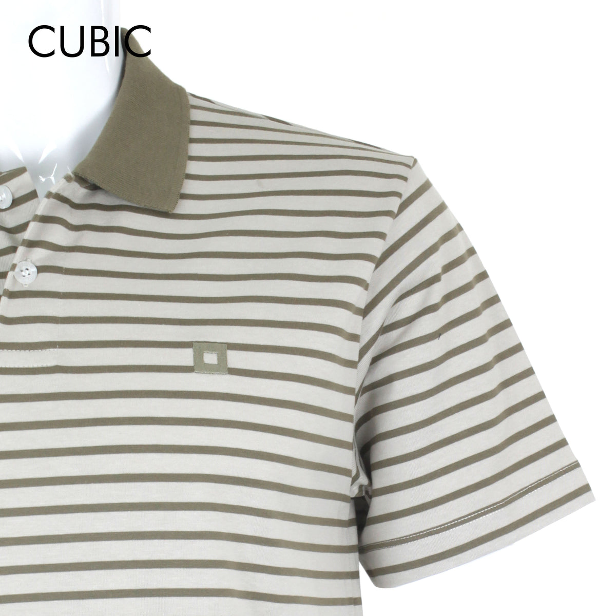 Cubic Mens Stripes  Polo Shirt Polo-shirt Collar Top Top for Men - CMS2414C