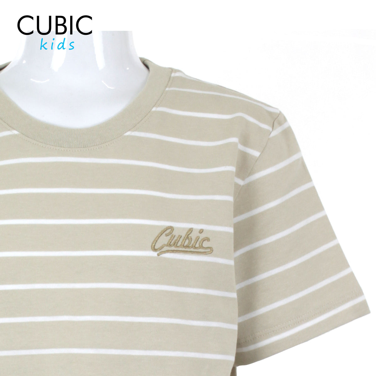 Cubic  Boys Kids Stripes Roundneck Tees Tshirt w/ Embroidery  Logo Top for Boys - CKS2503R