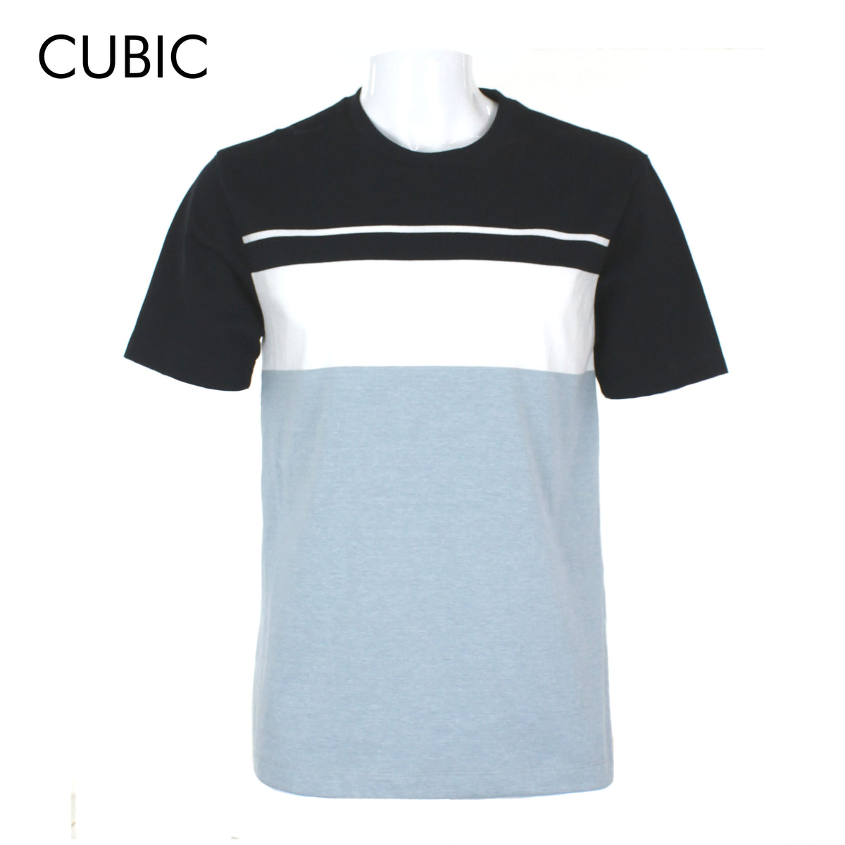 Cubic Men Stripes Round Neck Tees T-shirt Top Top for Men - CMS2512R