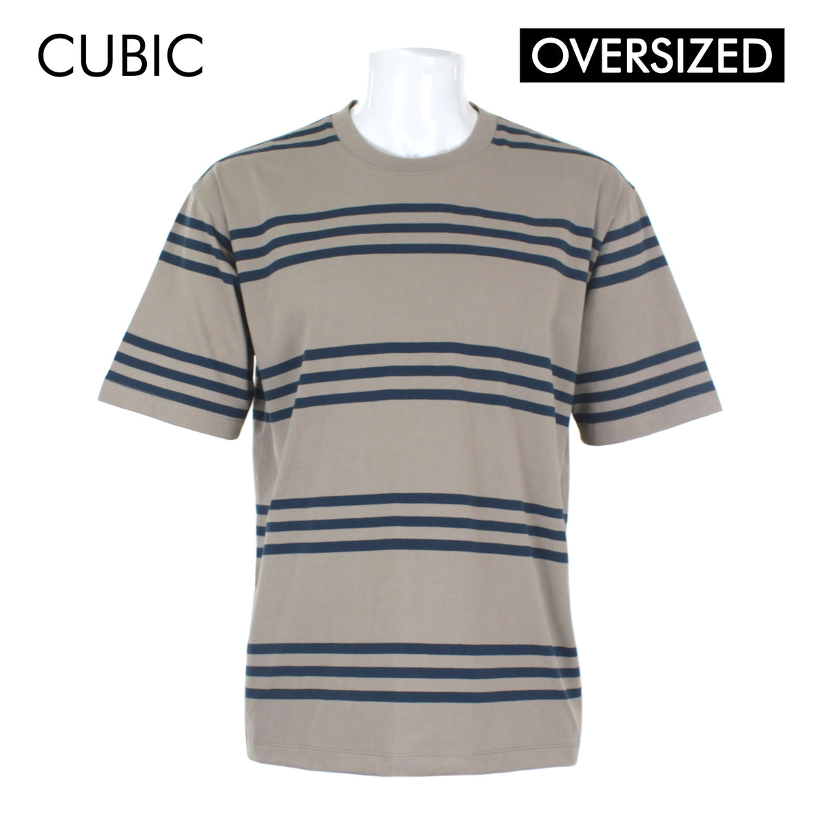 Cubic Mens Stripes  Oversized Boxy Tee / Box Fit T shirt Top Top for Men - CMS2602R