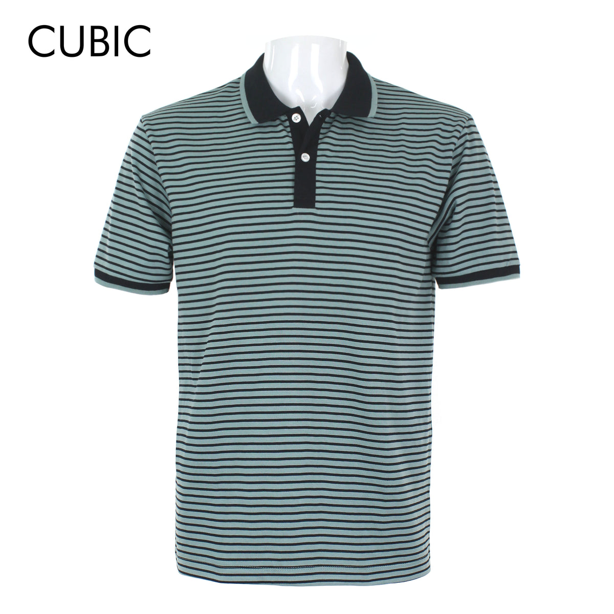 Cubic Mens Stripes  Polo Shirt Polo-shirt Collar Top Top for Men - CMS2513C