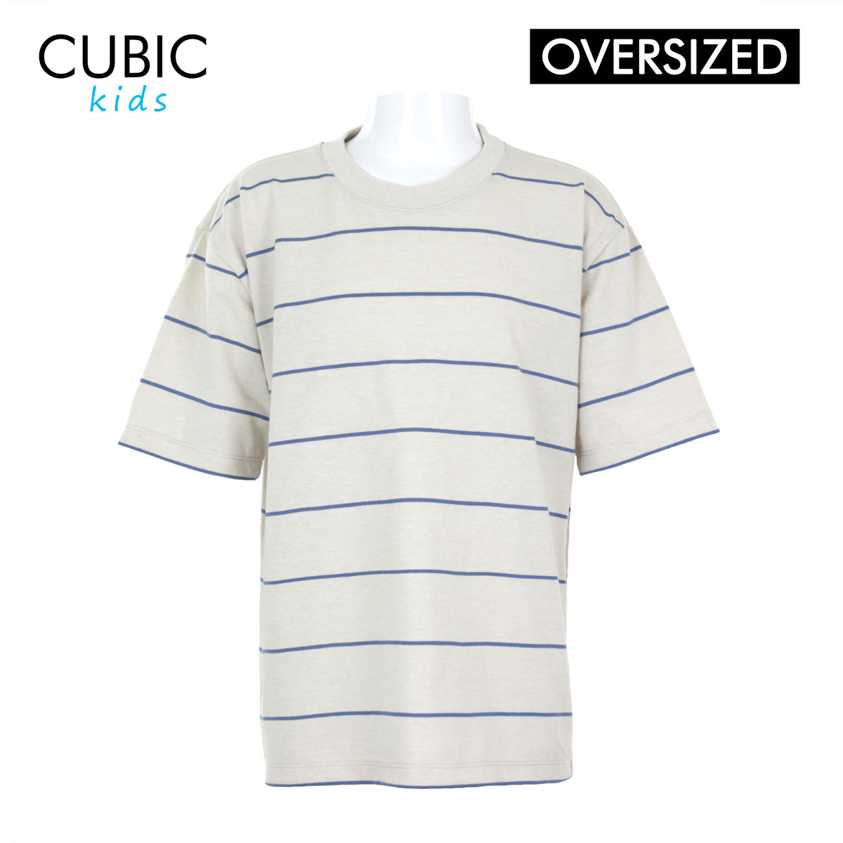 Cubic Boys Kids Stripes Oversized Round Neck Shirt Top for Boys - CKS2609R