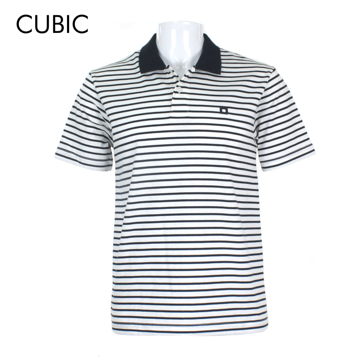 Cubic Mens Stripes  Polo Shirt Polo-shirt Collar Top Top for Men - CMS2414C