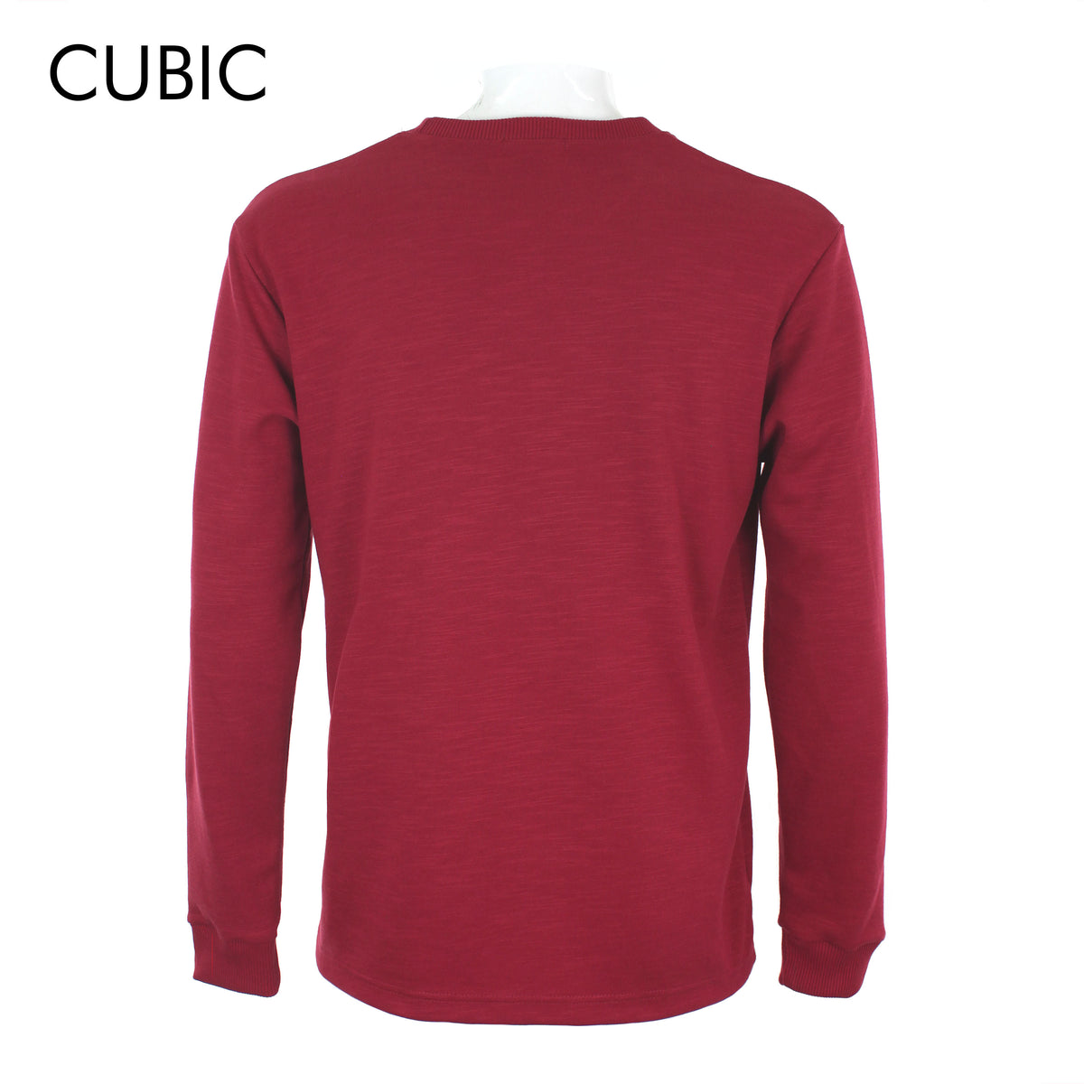Cubic Mens Cotton Ribbed Cuff Long Sleeves Sweatshirts Plain Round Neck Top Top for Men - CMJ2614L