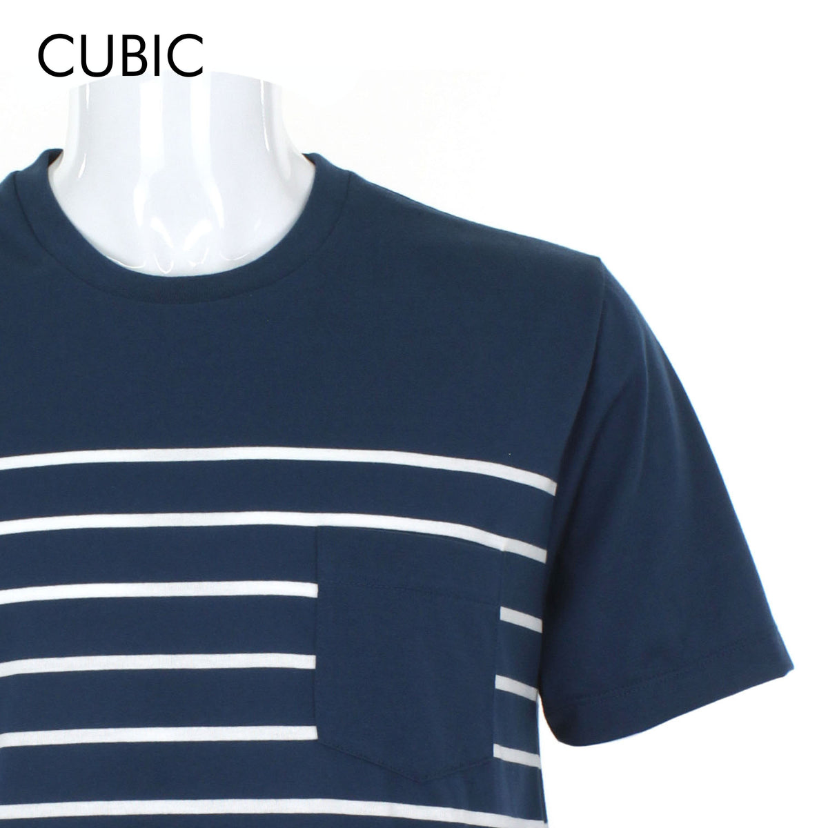 Cubic Men Round Neck Tees T-shirt Stripes Shirt Top Top for Men - CMS2302R