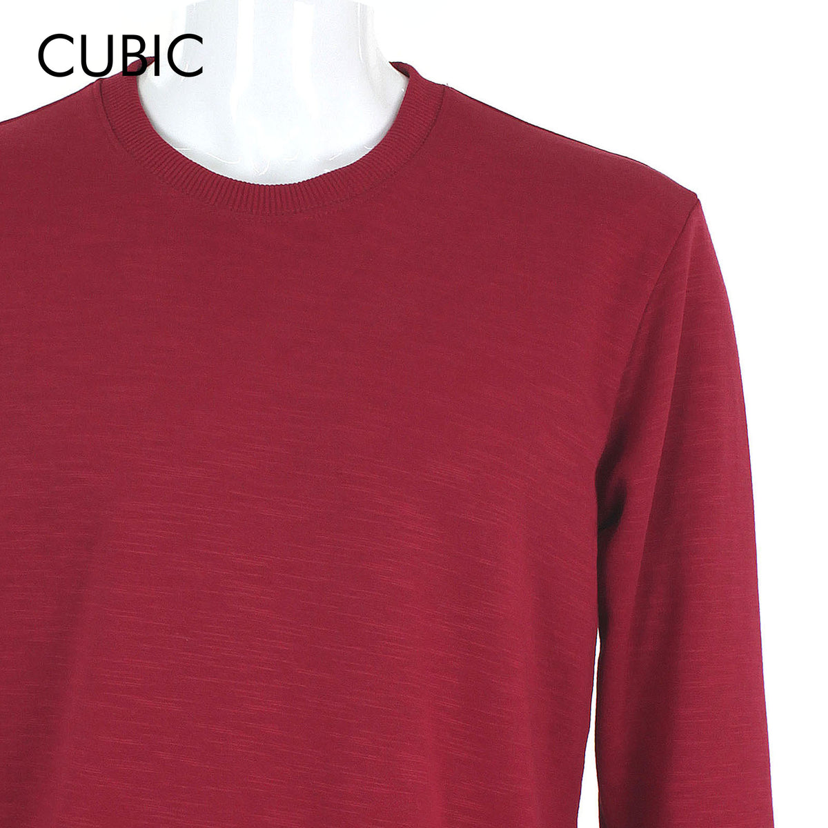 Cubic Mens Cotton Ribbed Cuff Long Sleeves Sweatshirts Plain Round Neck Top Top for Men - CMJ2614L