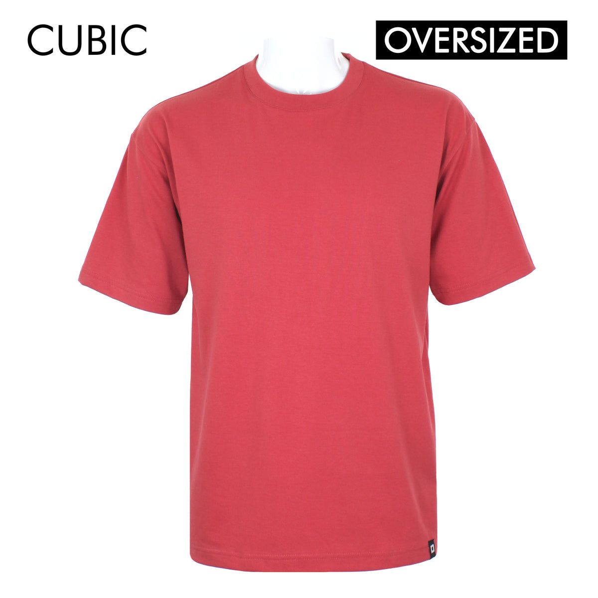 Cubic Men  Plain Oversized Shirt Tshirt Basic Tee T-Shirt with Lower Patch - CMBOS06R