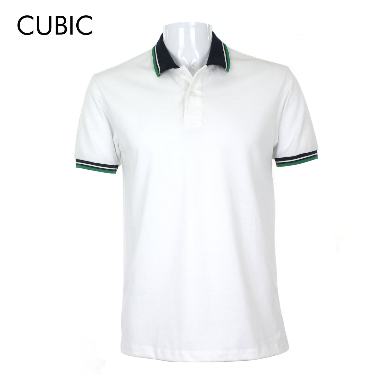 Cubic Mens Pique  Polo Shirt with Tipping  Polo-shirt Collar Top Top for Men - CMBPC03H