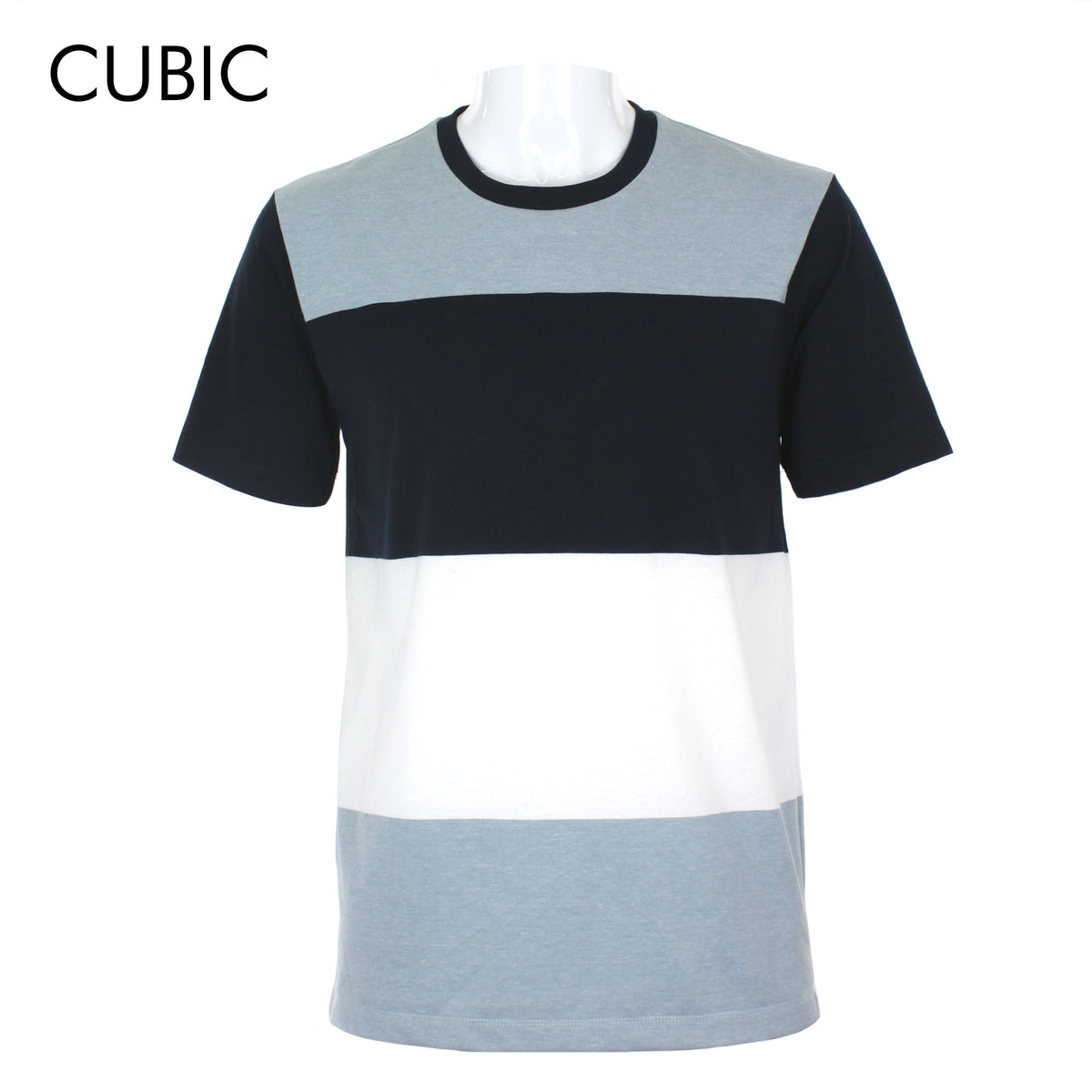 Cubic Men Round Neck Tees T-shirt Stripes Shirt Top Top for Men - CMS2218R