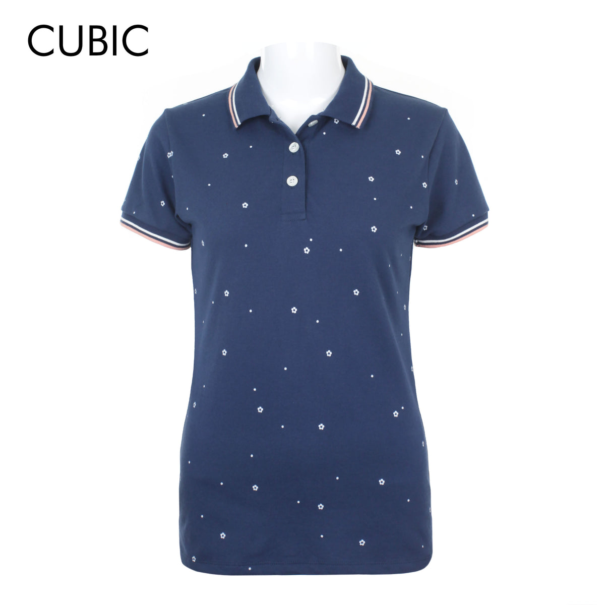 Cubic Ladies Collar Shirt Pique Polo Shirt with Floral Details Polo- shirt - CLP2001H