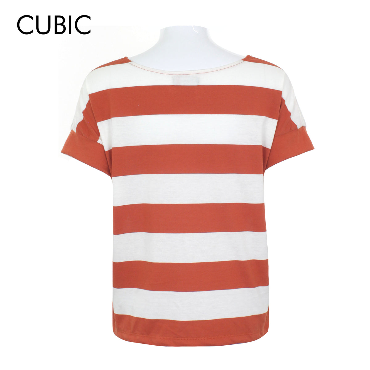 Cubic Ladies Stripes Drop Shoulder Shirt Boat Neck Top Tops Tee T Shirt  - CLS2204R