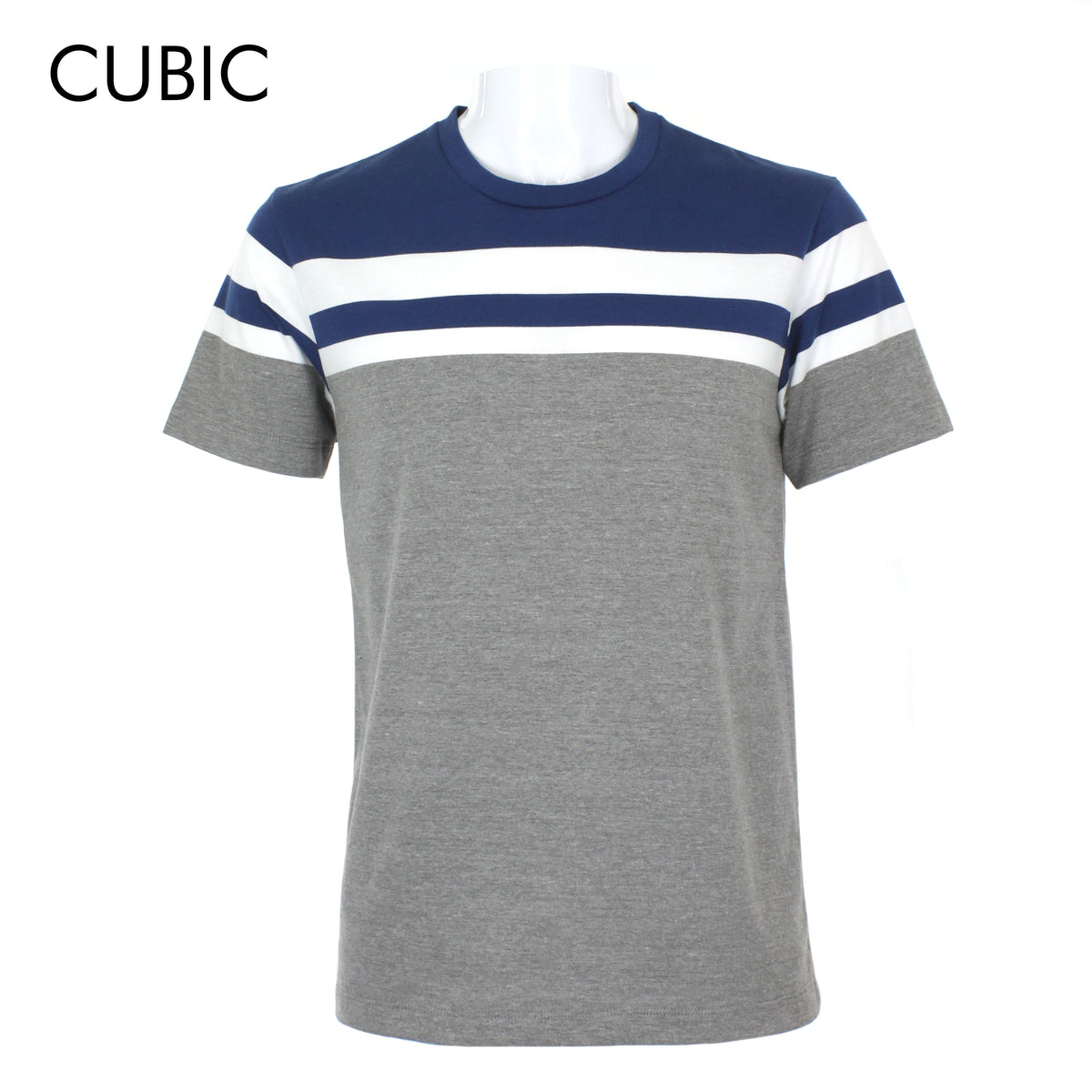 Cubic Men Round Neck Tees T-shirt Stripes Shirt Top Top for Men - CMS2207R