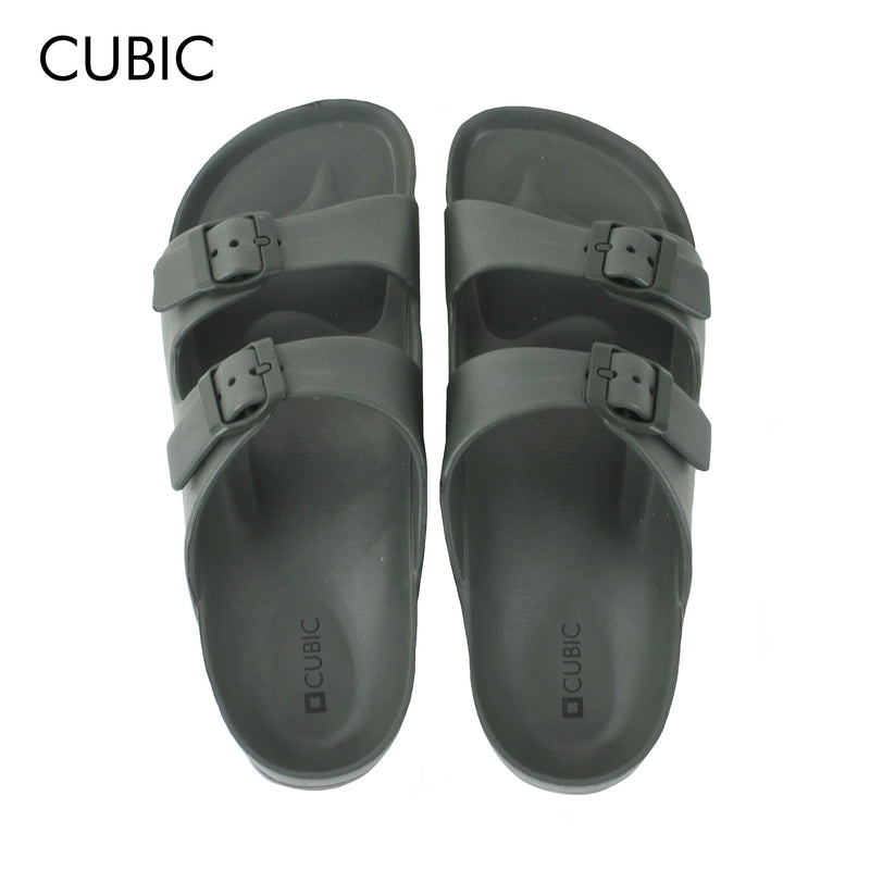 Cubic Men Double Buckle Slip On Dual Strap Slides Sandals Slippers for Men - CMFS001