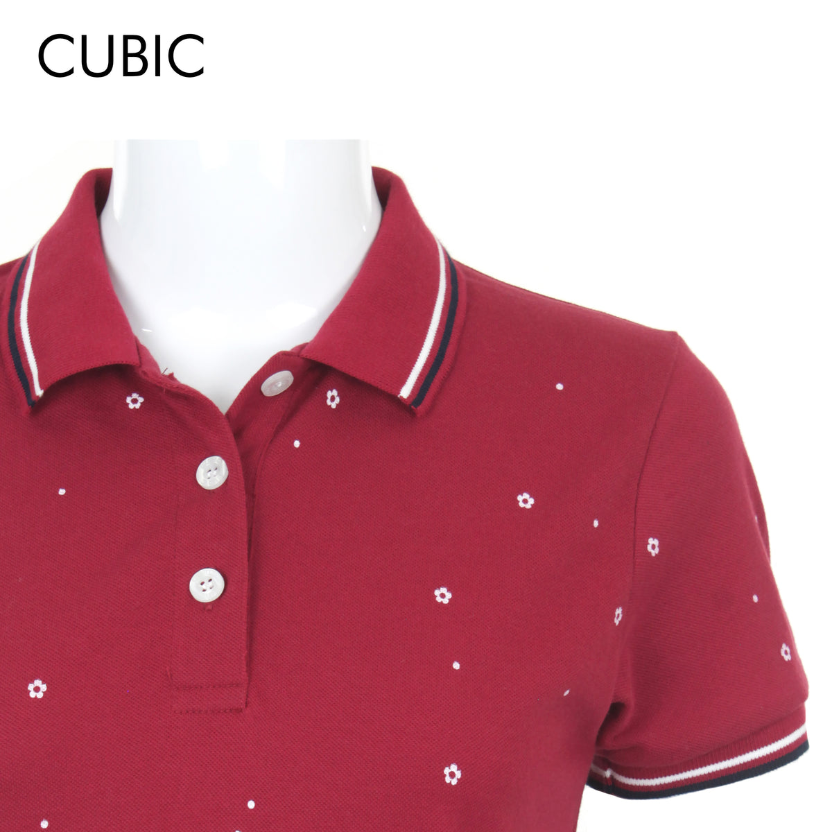 Cubic Ladies Collar Shirt Pique Polo Shirt with Floral Details Polo- shirt - CLP2001H